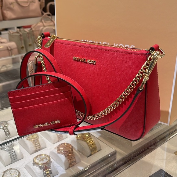 MICHAEL KORS 
JST Leather Crossbody XBody Shoulder Bag + Card Holder Boxed Set - Picture 15 of 16